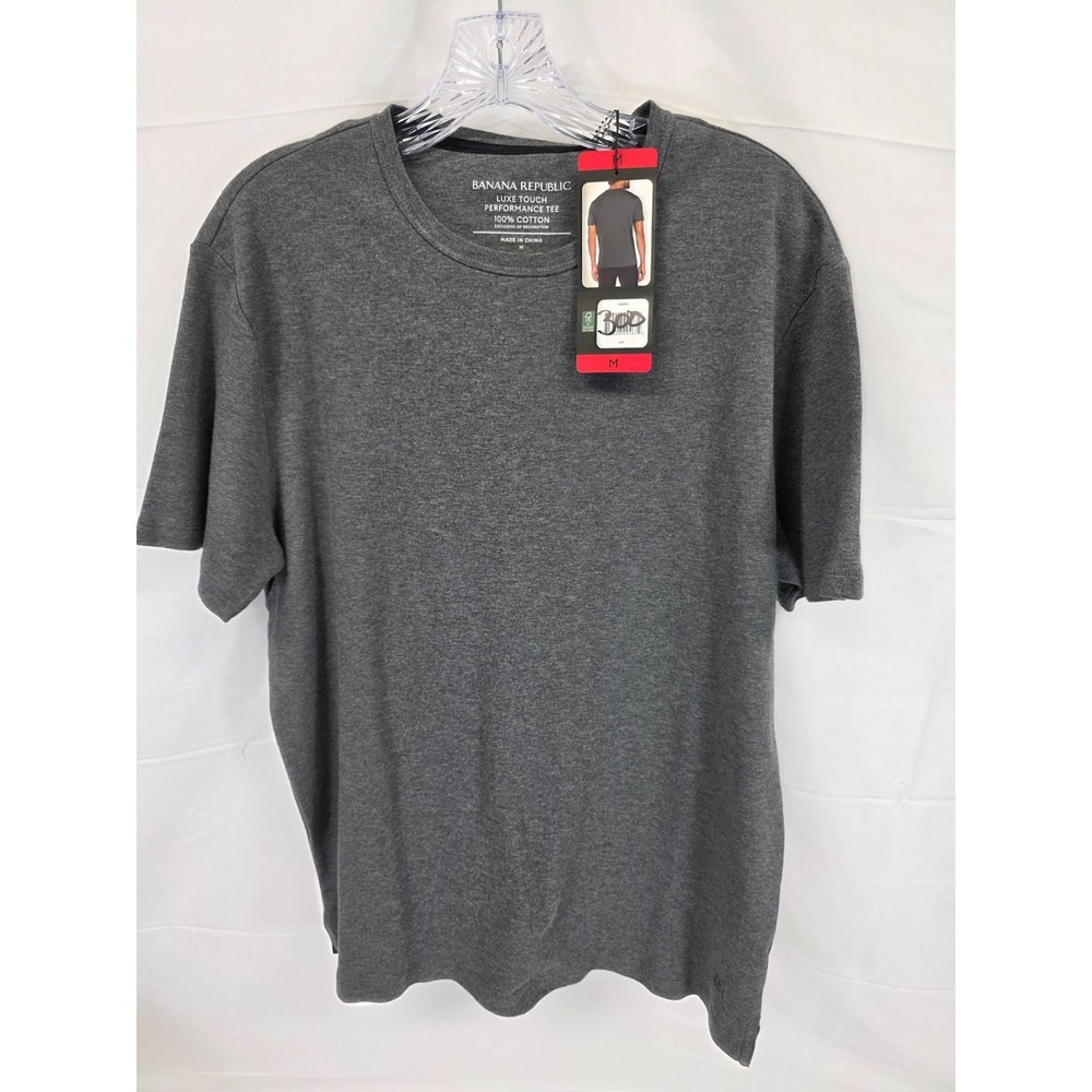 Banana Republic Luxe Touch Performance Tee Mens Medium Gray Cotton Shirt 1589403